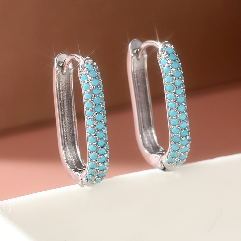 Turquoise Stone Ring - Изысканные серьги-кольца с имитацией бирюзы, модные