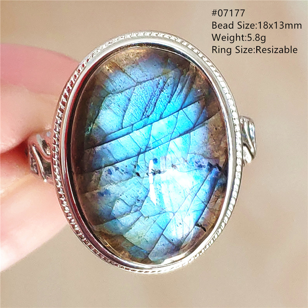 Turquoise Stone Ring - Натуральное кольцо с голубым лабрадоритом, регулируемое,