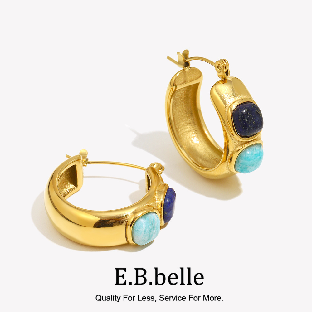 Turquoise Stone Ring - E.B.belle круглые серьги-кольца с лазуритом и