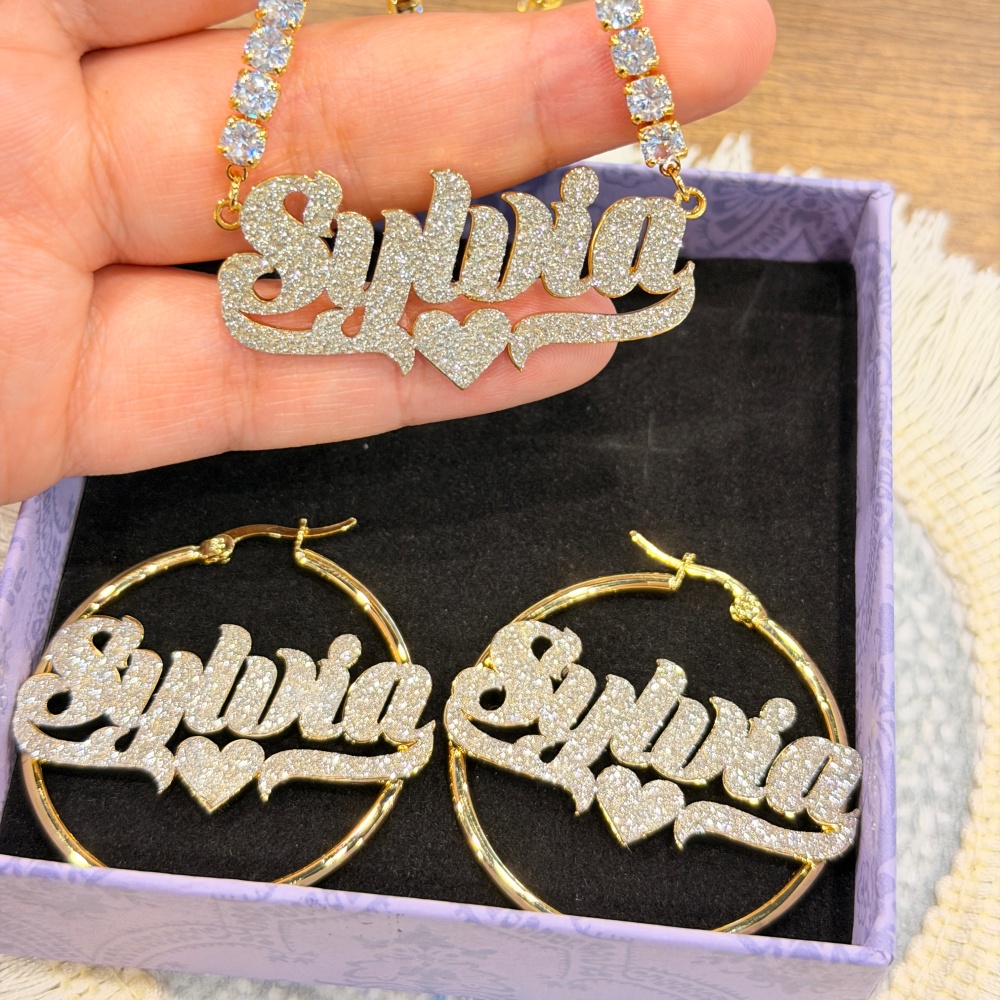 Набор украшений DUOYING: серьг – обзор и цена Engraved Name Necklace